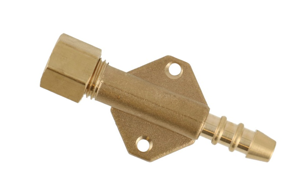 Knelkoppeling 8 mm x slangtule op muurplaat