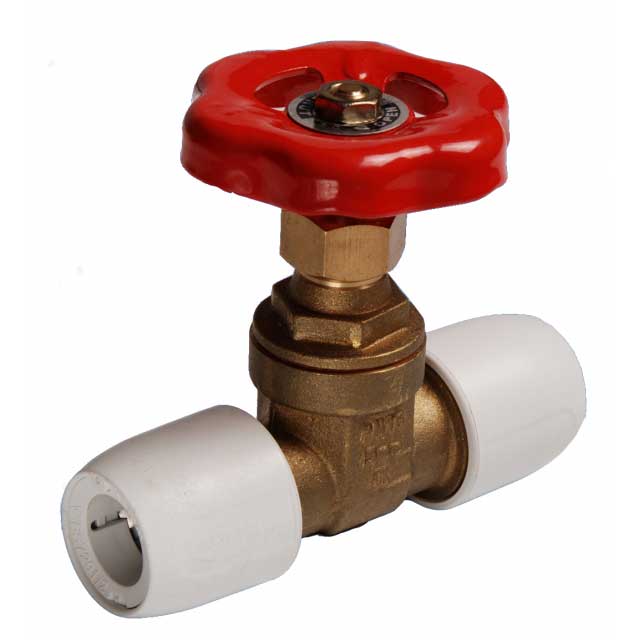 Messing schuifafsluiter warm + koud water