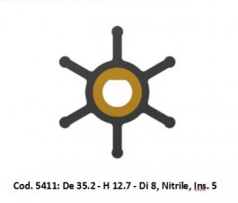 Technautic Impeller 7408 - B35,2xH12,7 As 8 Enkel Plat 6-Blads