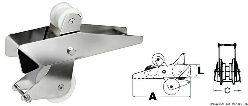 Ankerrol rvs 320 x 90 x 70mm (lxbxh)