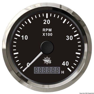 Revolution counter 0-4000 RPM black/glo